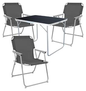 Set da campeggio 4 pezzi Mobili da giardino Tavolo da campeggio + 3 sedie da campeggio Grigio