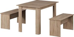 Set di tavoli da pranzo Vicco Sentio Sonoma 112 x 73.6 cm con 2 panche, Model 37269