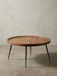 Tavolino WL5.678 75x39x75 cm Legno massello di sheesham / metallo Tavolino da salotto, tavolino da soggiorno di design rotondo, tavolino da salotto retrò marrone, tavolino da caffè di design in legno massello, tavolino da soggiorno