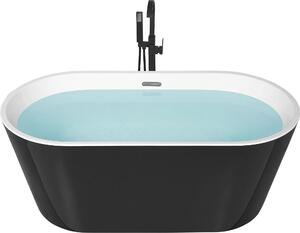 BELIANI Vasca da bagno freestanding in acrilico sanitario nero 170 cm sistema di troppopieno ovale Design moderno