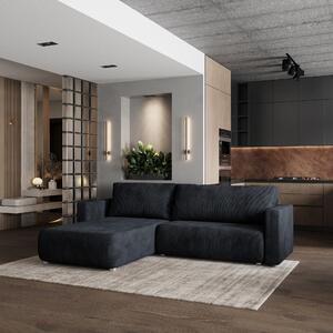 Divano angolare Masseno TURIN P con funzione letto a L, divano con box letto, divano da salotto, divano, divano, divano letto, set di divani - nero, POSO 135