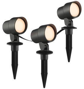 Brilliant G40911/06 Kamara Lampada da esterno a spillo Set da 3 in plastica nera LED integrato