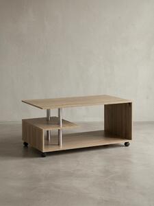 Tavolino design WL5.735 105 x 48,5 x 60 cm Sonoma Girevole con rotelle, tavolino da salotto Coffee Table, tavolino da divano Tavolino da salotto in legno, tavolino da caffè con spazio contenitivo