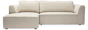 Divano ad angolo sinistro design in tessuto effetto velluto testurizzato beige 3 posti GRAMMY