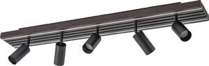 Faretto da soffitto a LED Lucande Tiron, 5 ante, 100 cm, rovere