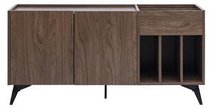 Buffet di conservazione vinili in legno scuro finitura noce e metallo nero L140 cm SEDA