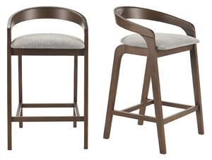 Sgabelli da bar in tessuto effetto velluto grigio e legno scuro H68 cm (set di 2) PULSO