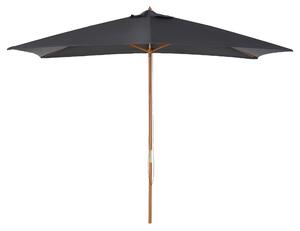 Outsunny Ombrellone da Giardino 2x3m in Legno e Bambù con 8 Stecche e Copertura in Poliestere, Grigio Scuro