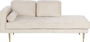 BELIANI Lounger Beige Velvet Pillow Lato sinistro Testata con gambe in metallo Design moderno