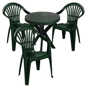 Set di sedute per balcone, mobili da giardino, set da 4 pezzi, plastica, colore verde