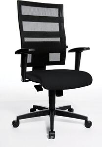 Sedia girevole da ufficio con braccioli, schienale in rete, base in plastica, certificata GS, nera