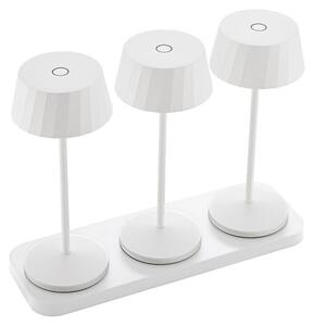 Lampada da tavolo a batteria Facetta, bianco neve, set da 3, 1,3W, FlexMood, 2200/2700K, IP44, 150/135lm, Ra80, USB-C