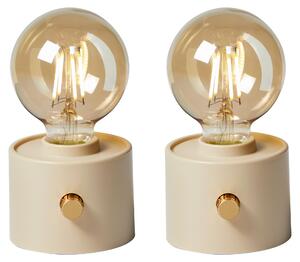 Lampadina vintage a batteria Edison Lampada da tavolo LED USB-C dimmerabile con interruttore rotante - decorazione moderna 2x beige