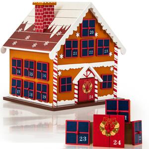 Calendario dell'Avvento Spielwerk® da riempire da soli, 24 finestrelle, sostenibile, riutilizzabile, per bambini e bambine, calendario natalizio fai da te, decorazione in legno, modello: Calendario dell'Avvento "Casetta invernale"