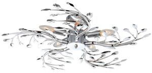 Plafoniera LED cromata con design a foglia