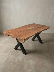 Tavolo da pranzo 200 x 100 x 77 cm in legno massello di acacia, stile rustico, tavolo da pranzo di design rettangolare, tavolo da pranzo in legno massello, tavolo da cucina per 8 persone