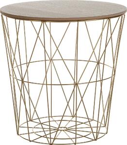BELIANI Tavolo pieghevole marrone chiaro oro 40 x 40 cm pannello in MDF verniciato a polvere metallo cestino in metallo multifunzionale rotondo moderno