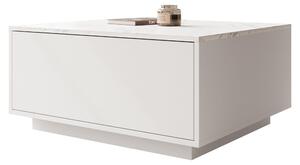 MIRJAN24 Tavolino Bavro, tavolino da salotto (colore: bianco / bianco + marmo bianco)