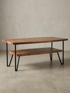Tavolino in stile industriale in legno massiccio di sheesham e metallo. 90x50x40 cm | Kadima Design