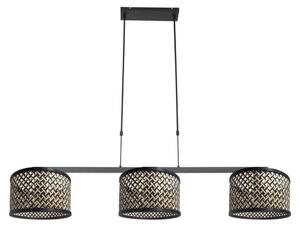 Lampada a sospensione - nero - Stang - bambù metallo - grande lampada da tavolo da pranzo - E27 - 3743ZW - Steinhauer