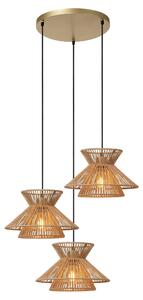 Lampada a sospensione tripla boho con finitura oro TASMAN 3xE27 60W Lucide