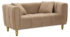 Divano due posti GREY con gambe dorate rivestito in velluto trapuntato ALMA GREY Dimensioni 158x81xh 71 cm colore Grigio