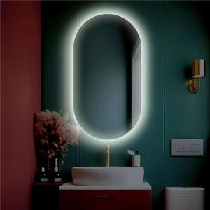 Specchio da bagno ovale retroilluminato reversibile OLIVIA LED 50x h90 cm -Peso 3 Kg Made in Italy