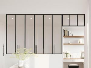Vetrata atelier con sopraluce L180 x H130 + L73 x H40 cm in Alluminio termolaccato Nero - BAYVIEW