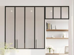 Vetrata atelier con sopraluce L120 x H130 + L73 x H40 cm in Alluminio termolaccato Nero - BAYVIEW