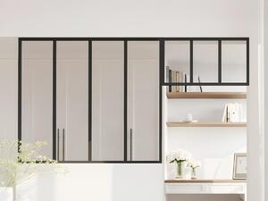 Vetrata atelier con sopraluce L120 x H105 + L73 x H40 cm in Alluminio termolaccato Nero - BAYVIEW