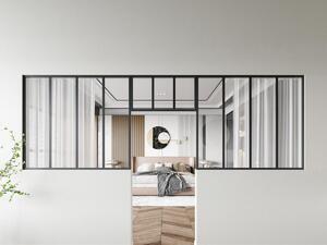 Vetrata atelier con sopraluce 2xL120xH105 + L73xH40cm in Alluminio termolaccato Nero - Lotto di 2 - BAYVIEW