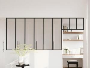 Vetrata atelier con sopraluce L180 x H105 + L73 x H40 cm in Alluminio termolaccato Nero - BAYVIEW