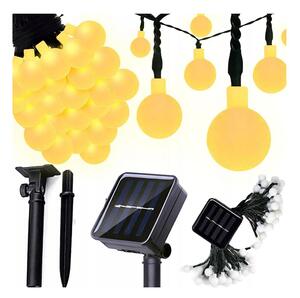 Catena decorativa solare a LED, 50 LED / 8 funzioni, 500 mAh, 9,5 m, IP67, bianco caldo