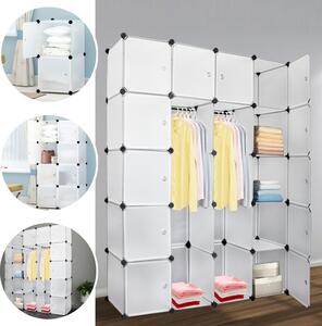 Jopassy armadio fai da te sistema di scaffalatura 20 scatole con porta&2 appendiabiti Plug-in sistema di scaffalatura Bianco Armadi H.180cm non impresso