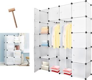 Jopassy sistema di scaffalatura guardaroba fai da te porte armadio a pioli 20 scatole/bianco