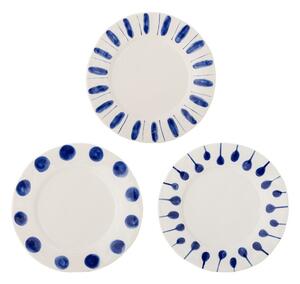 Set di piatti bianchi/blu in gres 3 pz ø 28 cm Linora – Bloomingville
