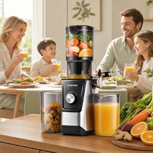 Costway Estrattore frutta e verdura 160w con ampia apertura da 11 cm, Estrattore di succo silenzioso con 99% nutrienti preservati funzione inversa