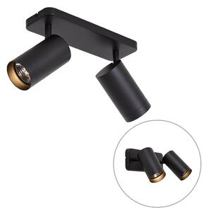 Plafoniera moderna nera 2 luci GU10 70mm - Jeana Luxe