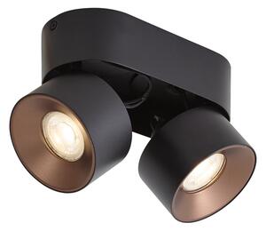 Faretto a plafone moderno nero GU10 50mm 2 luci orientabile - Echo