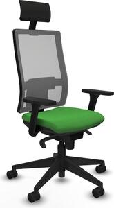 Sedia da ufficio con poggiatesta, modello Horna Piqueras y Crespo 3D066N1, colore verde