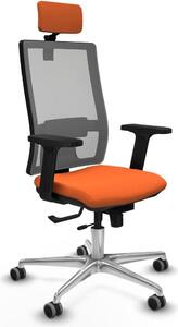 Sedia da ufficio con poggiatesta, modello Horna Traslack, marca Piqueras y Crespo, codice prodotto 2D086G2, colore arancione