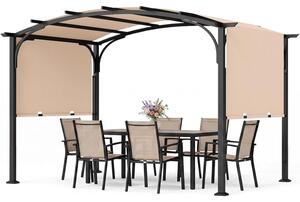 KOMFOTTEU, Pergola da giardino, 3 x 2,4 metri, con protezione solare e tetto a volta (beige)