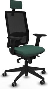 Sedia da ufficio con poggiatesta, modello Horna Piqueras y Crespo 2D066G2, colore verde