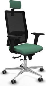 Sedia da ufficio con poggiatesta, modello Horna Traslack, marca Piqueras y Crespo, codice prodotto 2D086G2, colore verde smeraldo