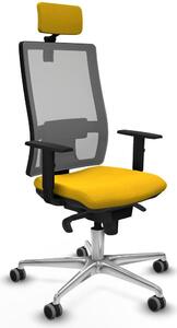 Sedia da ufficio con poggiatesta, modello Horna Piqueras y Crespo 1D086G2, colore giallo