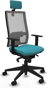 Sedia da ufficio con poggiatesta, modello Horna Piqueras y Crespo 1D066N2, colore turchese