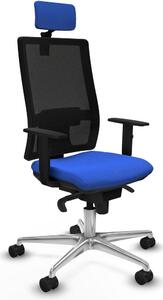 Sedia da ufficio con poggiatesta, modello Horna Piqueras y Crespo 1D086N2, colore blu