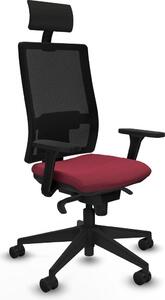 Sedia da ufficio con poggiatesta, modello Piqueras y Crespo 3D066N1, colore granata