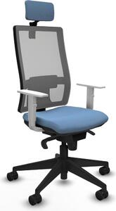 Sedia da ufficio con poggiatesta, modello Horna Piqueras y Crespo 4B066N2, colore blu cielo