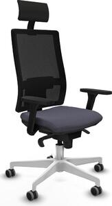 Sedia da ufficio con poggiatesta, modello Piqueras y Crespo 3D026G1, colore grigio scuro